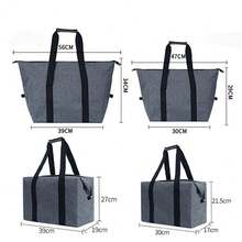 Reusable Insulated Cooler Bag With Zipper For Food, Thick Aluminum Foam Carrier Bag For Frozen Products - 灰色 - 查看 6