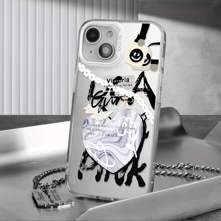 [Funda de Teléfono Plateada Colorida] Adecuada para 16ProMax/16Plus/16Pro/16, 15/14/13/12/11 Serie Completa Nuevo Patrón Creativo de Moda Gradiente Colorido Funda de Teléfonoóvil IMD Láser, Antigolpes y Antideslizante Clásica Funda de Teléfonoóvil Mixta Opción como Regalo - Blanco - Ver 1