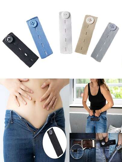 5 Stücke Hosenerweiterung Schnalle, Jeans Knopf Erweiterungsset, Hosen Taillenerweiterung, unisex Jeans Erweiterung geeignet für Umstandshosen und Lässig Hosen, einstellbares Taillenerweiterungsset, einstellbar für die Taille von Hosen, Röcken und Jeans, einfaches Knopfdesign