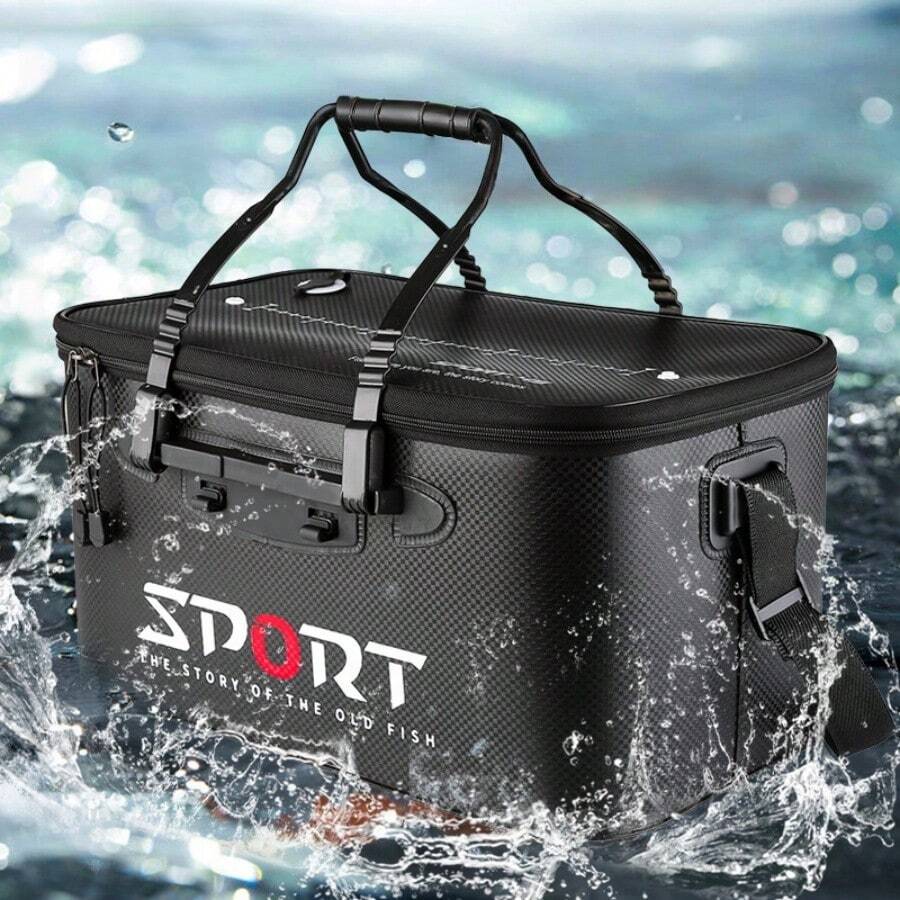 1pc Foldable EVA Fishing Bucket, Live Fish Bucket, New Fishing Bucket, Folding Fishing Box, Thick Multi-Function Fishing Box