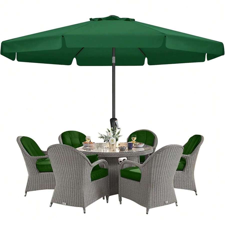 Valance Patio Umbrella For Outdoor Table Market -8 Ribs (11ft,Forest Green),11FT,ForestGreen - ForestGreen - View 1