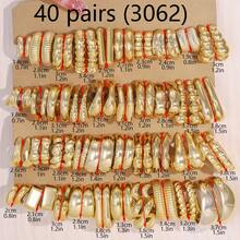 1-40 pares Nuevo conjunto de aretes de aro en forma de C chapados en oro UV de resina CCB de estilo minimalista y de moda, aretes de aro chapados en oro para mujer, joyería de hip hop, aretes geométricos, para uso diario, regalo para novia/familia/amigos - Amarillo Oro - Ver 3