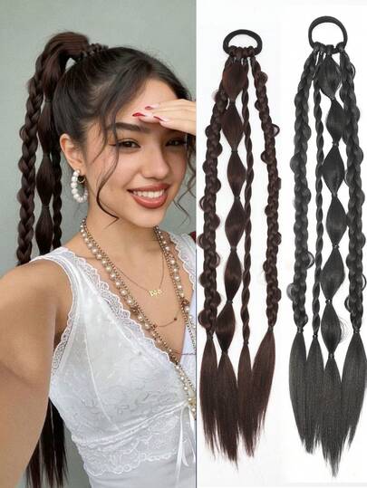 1 bộ tóc giả bện bốn sợi kiểu Y2K dành cho nữ, dài 20 inch, phù hợp để đội hàng ngày, dự tiệc, các buổi liên hoan, kiểu tóc dự tiệc, kiểu tóc lễ hội, tóc giả đuôi ngựa thời trang, hoàn hảo cho những người yêu thích tiệc tùng (Màu tóc: Đen, Nâu nhạt, Nâu đậm, Nâu đen)