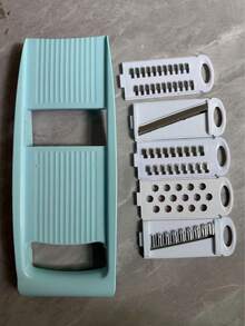 1 zestaw 5 w 1 krajalnica do warzyw, wielofunkcyjna krajalnica do owoców, ręczna tarka do żywności, tarka do warzyw, tarka do ziemniaków, domowa siekaczka do ziemniaków, wielofunkcyjny zestaw krajalnicy i tarki do warzyw z wymiennymi ostrzami, ręczna mandolina kuchenna do krojenia ziemniaków, marchwi, ogórków w słupki i wafle, zawiera obieraczkę - ręczne gadżety do przygotowywania jedzenia