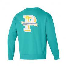 Sudadera informal de manga larga con cuello redondo y estampado PUMA para hombre, azul y verde