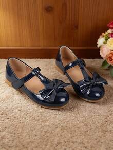 Girls' Blue Flat Shoes, Toddler Leather Shoes, Children's Mary Jane Shoes - Blue - View 3