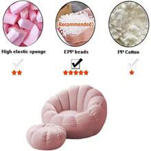 Puff Puf Silln Incluido Sof Funda de Silla de Puff Sin Relleno Adultos y nios, Decoracion Habitacion Juvenil, Funda de Puff Salon, White - Blanco - Ver 4