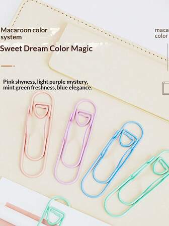 Clip para bolígrafo con forma de macaron, clip de papel creativo, clip de metal versátil con forma de corazón para bolígrafo, soporte para bolígrafo, accesorios de papelería