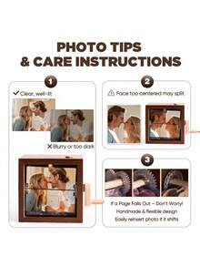 1件定制手摇式相册，个性化翻页动画相框，带灯光，机械相册，家居装饰，迷你翻页相框，生日、周年纪念日、情人节、母亲节、父亲节、圣诞节礼物，送给父母、情侣、家人，时尚、高品质、色彩缤纷、现代，送给她的理想礼物 - 客製化日期和圖片 - 查看 7