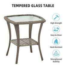 Juego de 3 Sillas Mecedoras Giratorias para Exterior con Cojines Gruesos, para Patio y Balcón - Azul Cadete - Ver 5