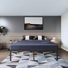 Base Cama Metal Negro Fácil Montaje 189x135x45.72 Cm Estructura de cama de metal, estructura de cama con resortes plegables, soporte de cama de plataforma resistente y silencioso, color negro. - Negro - Ver 7