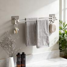 No Drill Towel Rack, Bathroom Towel Holder, Wall Mounted Towel Rack - Grey - View 3