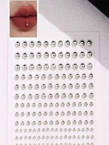 1件Y2K性感身体饰品贴纸，仿鼻环、眉环、唇环和眉贴，水钻脸部装饰贴纸，适合派对和音乐节，临时纹身风格身体饰品贴纸，眼妆