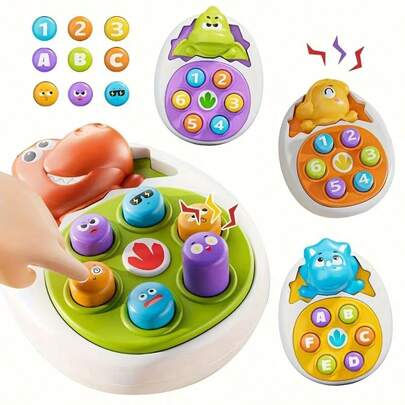 1个恐龙按压拼图玩具 - 色彩鲜艳，互动学习，无需用电，适合幼儿和儿童，寓教于乐的礼物，经久耐用的恐龙玩具，孩子们爱不释手