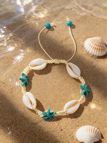 1 pieza Pulsera de estilo bohemio, océano y playa con tortuga marina, concha y estrella de mar para mujer, con ligera variación en el patrón impreso - Multicolor - Ver 15