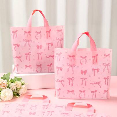 25/50 túi quà nơ hồng, túi tote nhựa nơ hồng, túi đựng kẹo, đồ trang trí tiệc nơ hồng, đồ trang trí tiệc mừng em bé, túi quà tặng, quà tặng tiệc cưới, đồ dùng tiệc tiết lộ giới tính, đồ trang trí tiệc sinh nhật lần thứ nhất, đồ dùng tiệc bé gái, đồ dùng tiệc chủ đề công chúa, quà tặng tiệc mừng em bé gái.