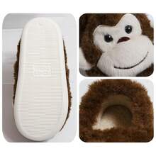 Monkey Animal Slippers For Women Cute Pl 11ush Home Warm Winter Indoor Shoes,9.5-10Women/8-8.5Men,DarkBrown - 深棕色 - 查看 5