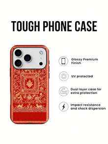 Funda de espejo con diseño floral oriental. Esta funda única también funciona como espejo y es compatible con  17,  16 Pro Max,  15 Pro Max,  13 y  12. Fabricada en TPU resistente para una protección eficaz contra golpes y caídas. Un regalo ideal para familiares, amigos o seres queridos en cualquier ocasión, como cumpleaños, vacaciones o simplemente porque sí. - Blanco - Ver 3