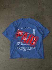 Men's New Fashion Hip Hop Printed T-Shirt - Blue - View 2