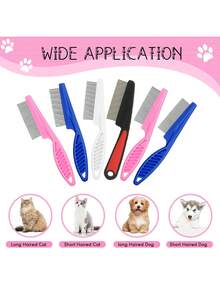 4-In-1 Pet Hair & Tear Stain Remover Brush, Pet Hair Grooming Brush, Dog & Cat Flea Comb, Flea Removal Tool, Double-Sided Massage Brush, Stainless Steel Dog & Cat Flea Comb, Effectively Trims And Gently Removes Matted Hair And Fleas, Suitable For Dogs & Cats - Multicolor - View 5