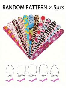 2pcs/Set Double-Sided Printed Nail File, EVA Sandpaper Nail Grinder With Random Pattern, Nail Care & Manicure Tool For Women