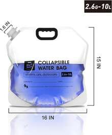 Paquete de 4 bolsas plegables para contenedores de agua de 1.3 galón\/5 litros, resistente con asas de transporte, caminatas, viajes, emergencias meteorológicas y más, bolsa de agua plegable - Bolsa de agua de 26 galones y 10 litros - Ver 2