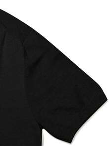 Jersey de punto de manga corta de unicolor casual para hombre, para primavera y verano - Negro - Ver 7
