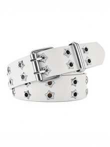 时尚简约朋克风腰带，高品质PU皮革Y2K双扣腰带，适合搭配牛仔裤和连衣裙 - 彩色 - 查看 5