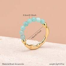 Nhẫn đàn hồi bằng đá thạch anh tím tự nhiên 3mm đơn giản và thanh lịch, đá Aventurine xanh, đá Garnet, đá Aquamarine, đá thạch anh hồng cho phụ nữ - nhẫn co dãn đá tự nhiên - Xem 12