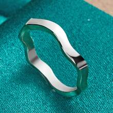 Nhẫn bạc 925 mạ kiểu lượn sóng, cỡ 7-10, trang sức thời trang và quyến rũ dành cho nữ, thích hợp cho đám cưới và tiệc tùng. - Bạc - Xem 5