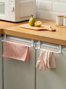 1 قطعة رف منشفة أحادي مثبت على باب خزانة الحمام، حامل منشفة مثبت على الباب بدون ثقب، حامل أدوات المطبخ، تصميم حديث بسيط مناسب للخزائن والفنادق والمنازل، مصنوع من مواد مقاومة للصدأ وقوية، ضروري للحمام. - متعدد الألوان - مشاهدة 9