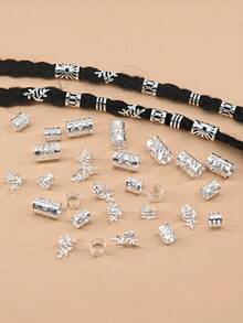 40/70/80 chiếc dây buộc tóc kiểu dreadlock - Phụ kiện tóc hợp kim thời trang, phù hợp cho bé gái và phụ nữ, dùng để tết tóc, kẹp tóc, kẹp ghim tóc, phụ kiện đội đầu. - Bạc - Xem 5