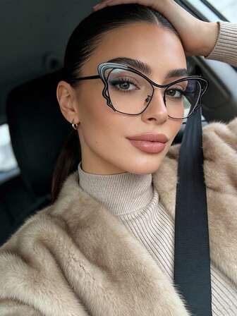 1 pieza Gafas grandes con forma de mariposa, de moda y personalizadas, con marco transparente, casuales y elegantes para mujer, adecuadas como accesorios de viaje y para la ropa diaria