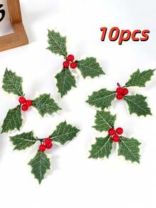 1set 10pcs Red Artificial Berry Beads For Tree Decoration & Wreath, Valentine Day, Gift Home Decor Christmas Decorations Room Decor Christmas - Red - View 8