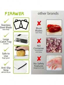 1. Máy thái rau củ, hành tây, máy cắt đa năng, dụng cụ chế biến nguyên liệu, máy thái hành tây có rổ lọc, máy thái cà rốt tỏi có hộp đựng, dụng cụ nhà bếp, phụ kiện nhà bếp, thích hợp cho gia đình/nhà hàng để chế biến nhanh chóng. - trắng - Xem 11