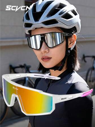  Occhiali da ciclismo per donna SCVCN, occhiali di moda Y2K, occhiali da bici per mountain bike, bici da corsa, sport all'aperto, ciclismo, guida, pesca, corsa, golf, spiaggia, baseball, montatura bianca