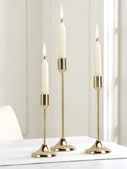 6pcs/3pcs Candle Holders Set, French Gold/Black/Sliver Candle Candlestick Holder Set, Vintage Candlestick Holder Decorative Candle Stick Holder, Candle Stick Holder For Table Home Decor Centerpiece Dining Table Wedding Festive Fireplace Mantle Vintage Room Decorations, Housewarming Gift