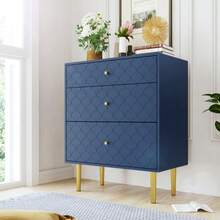 Chest Of Drawers With 3 Drawers, Sideboard/Highboard For Bedrooms And All Living Spaces, Navy Blue - H89/W75/D40 Cm - Navy Blue - View 7