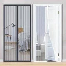 1件装春夏秋季磁性纱门帘，简约黑白设计，无需钻孔，网状帘布防蚊透气，适用于卧室、客厅、房车门窗，含魔术贴 - 彩色 - 查看 3