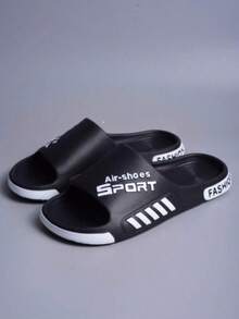 Lightweight, Comfortable & Fashionable Color Block Letter Pattern Slide Sandals, One-Piece Molded EVA Material Thick Sole, Waterproof, Non-Slip, Quick-Drying, Suitable For Indoor And Outdoor Wear, Unisex Design Casual Open Toe Non-Slip Durable Slippers