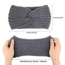 Stirnband Damen Winter, 3 Stück Stirnbänder Strick, Haarbänder Mädchen, Haarband Ohrenwärmer Elastische, Kopfband Stirnband Frauen (Schwarz, Grau und Rot)-4055 - Schwarz - Übersicht 3