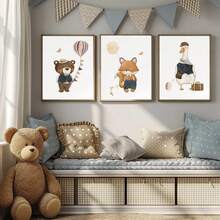 1pc Canvas Wall Art Retro Forest Theme Nursery Wall Art_Bohemian Style Nursery Decor Nursery Supplies Framed Nursery Wall Art Perfectly Suited For Children's Room Decor, Playroom Decor Children's Room Decor Nursery Decor, Playroom Decor, Preschool Decor, Girls' Bedroom Girls' Room Decor Children's Room Decor Boys' Bedroom Boys' Room Decor Girls' Bedroom Decor