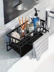 1pc/Set Multi-Functional Metal Storage Rack - Kitchen Faucet Organizer, Soap Dish & Towel Rack, Space-Saving Bathroom Sink Countertop Storage Rack, Ideal For Kitchen And Bathroom Organization - Multicolor - View 4