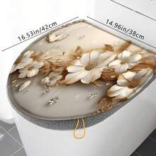 1pc/3pcs Luxury Elegant Platinum Flower & Butterfly Print Thick Bath Mat Set, Absorbent Non-Slip Doormat, Machine Washable, For Entrance, Kitchen, Living Room, Laundry Room, Bathroom, Room Decor - Multicolor - View 11