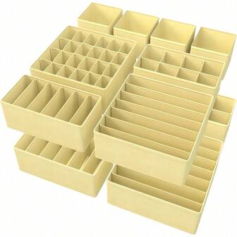 12 piezas Cajas de almacenamiento de tela clásica multicapa para ropa interior, calcetines y ropa - Cajas de almacenamiento de felpa, cajas de almacenamiento para el hogar, contenedores de almacenamiento