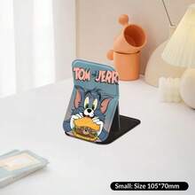 1个华纳兄弟汤姆和杰瑞联名款可折叠旅行镜，卡通漫画图案便携式化妆镜，可爱动画互动场景梳妆镜，桌面/手持两用 - 彩色 - 查看 12