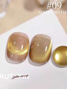 MISS SHAKA 10ml Conjunto de Esmalte de Unha Gel Olho de Gato Âmbar Dourado Marrom em Vidro, Suprimentos de Arte de Unha Exclusivos de Salão de Beleza Branqueadores de Pedra de Cristal Dourada Olho de Gato Marrom, Unhas de Natal