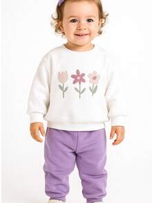 Conjunto de Moletom peluciado por dentro para bebê/meninas Infantil - Lavanda - Visão 1