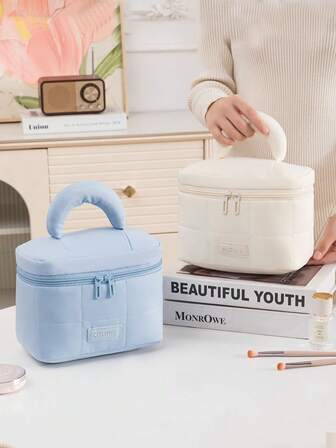 1pc New Cloud-Shaped Makeup Bag, Large Capacity Storage Bag, Nylon Portable Toiletry Bag, Thick Travel Organizer Pouch