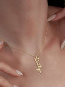 Vertical Name Necklace In Sterling Silver, Cursive Name Jewelry, Custom Name Charm, Personalized Gift, Vertical Minimalist Name Jewelry - Multicolor - View 8